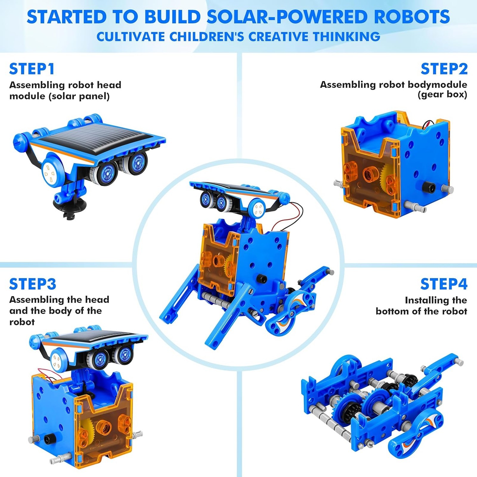 Solar Robot Kit 13-in-1 STEM Educational Building Experiments Kids Birthday Gift