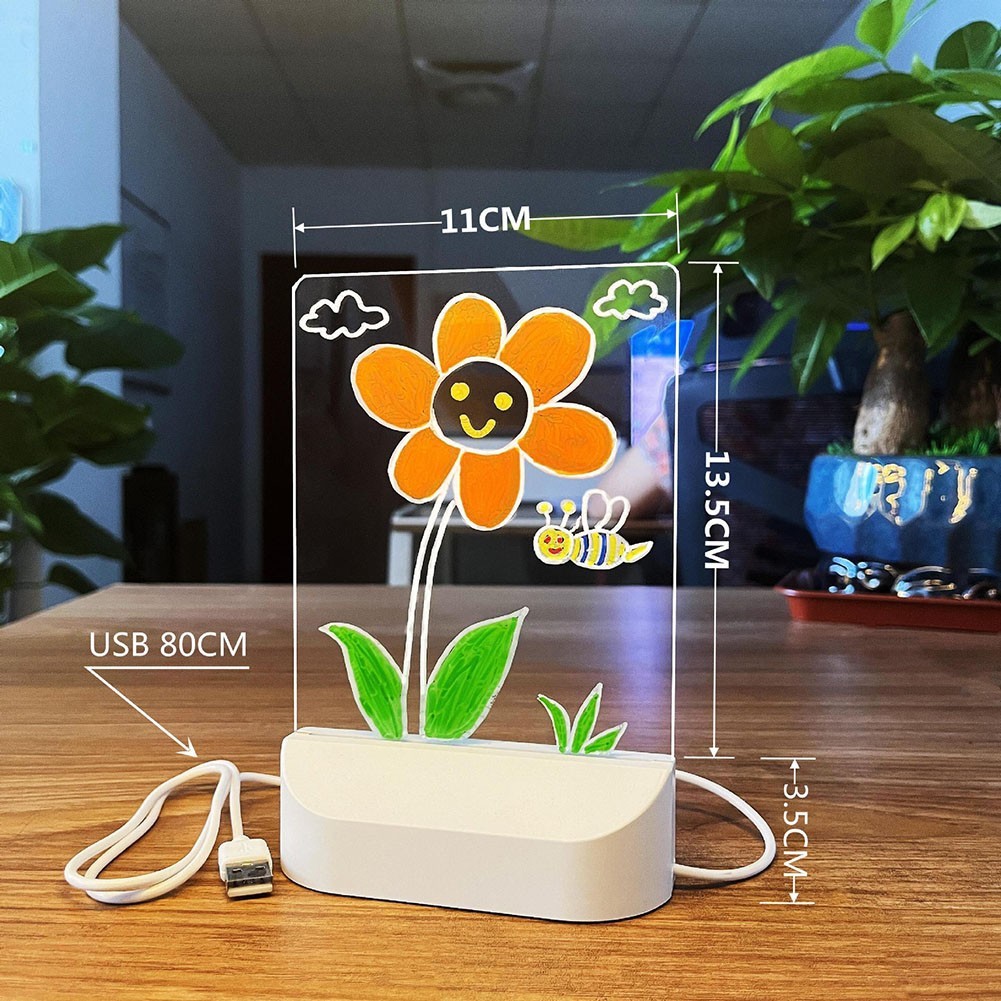 Children’s Acrylic Drawing Board with Soft Warm Light and USB Cable for Art