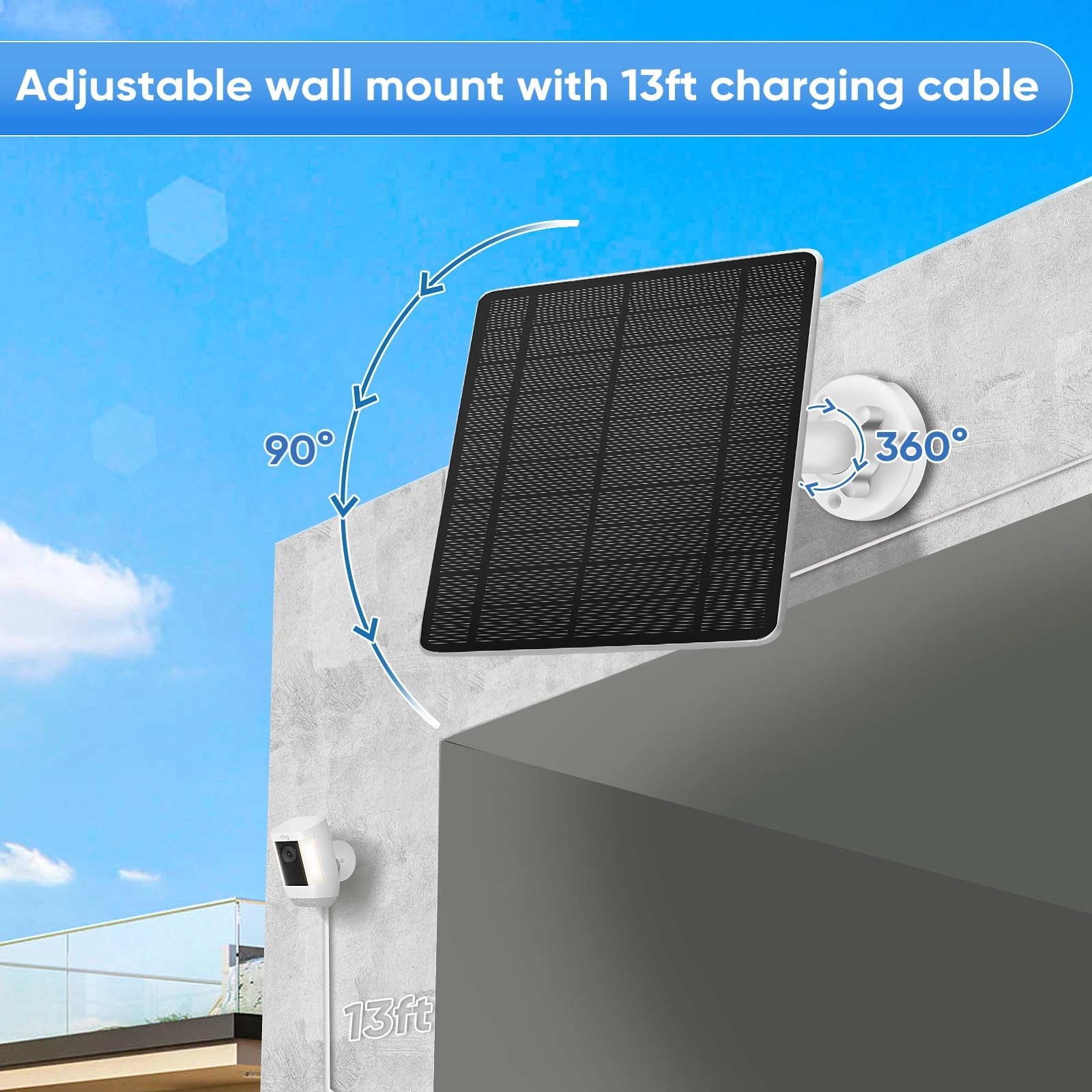 Solar Panel for Ring Camera, Compatible with Spotlight Cam/Pro/Plus Battery,
