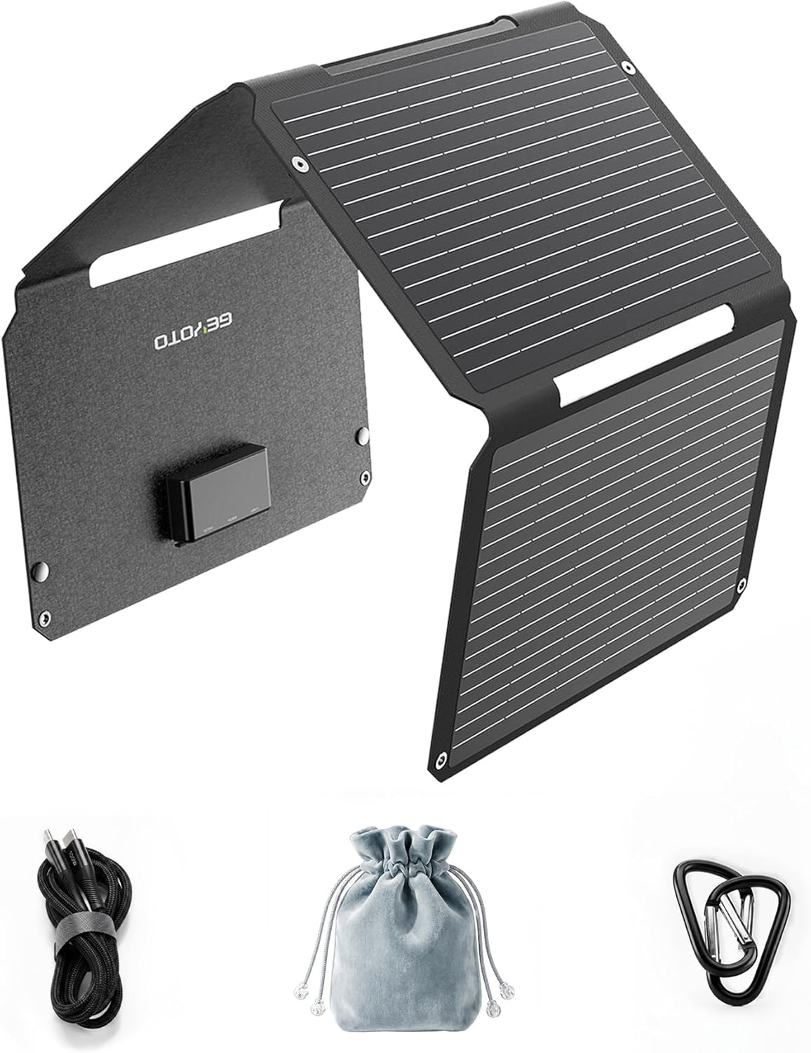 45W Solar Panel Charger with Dual USB-C and USB-A,25.4% High Efficiency Foldable
