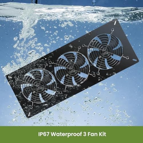 Solar Powered 3 Fan Kit, 25W High Velocity Waterproofed Solar Exhaust Fans for O