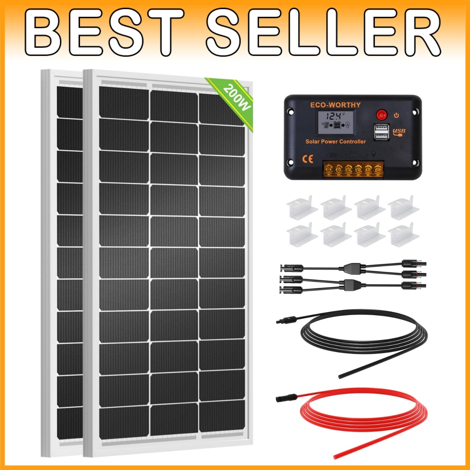 High Efficiency 200W Monocrystalline Solar Panel Kit