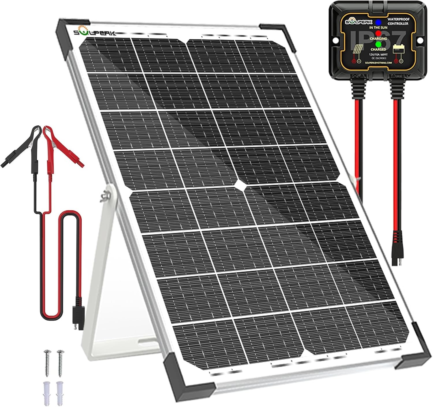 30W Solar Battery Charger Solar Battery Maintainer + 10A MPPT Charge Controller