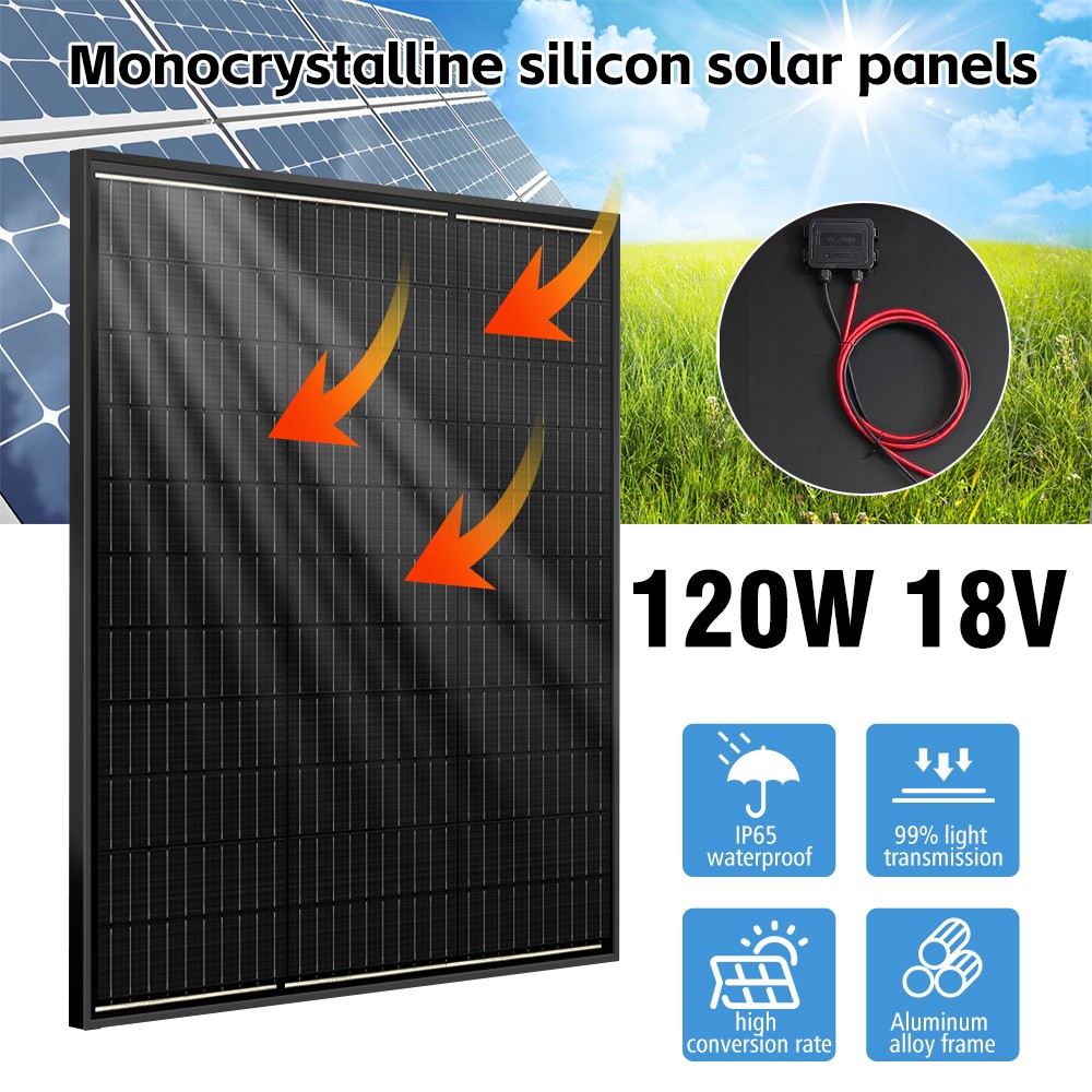 120Watt Mono Solar Panel 18V N-Type Battery Charging RV Home Off-Grid Boat Power