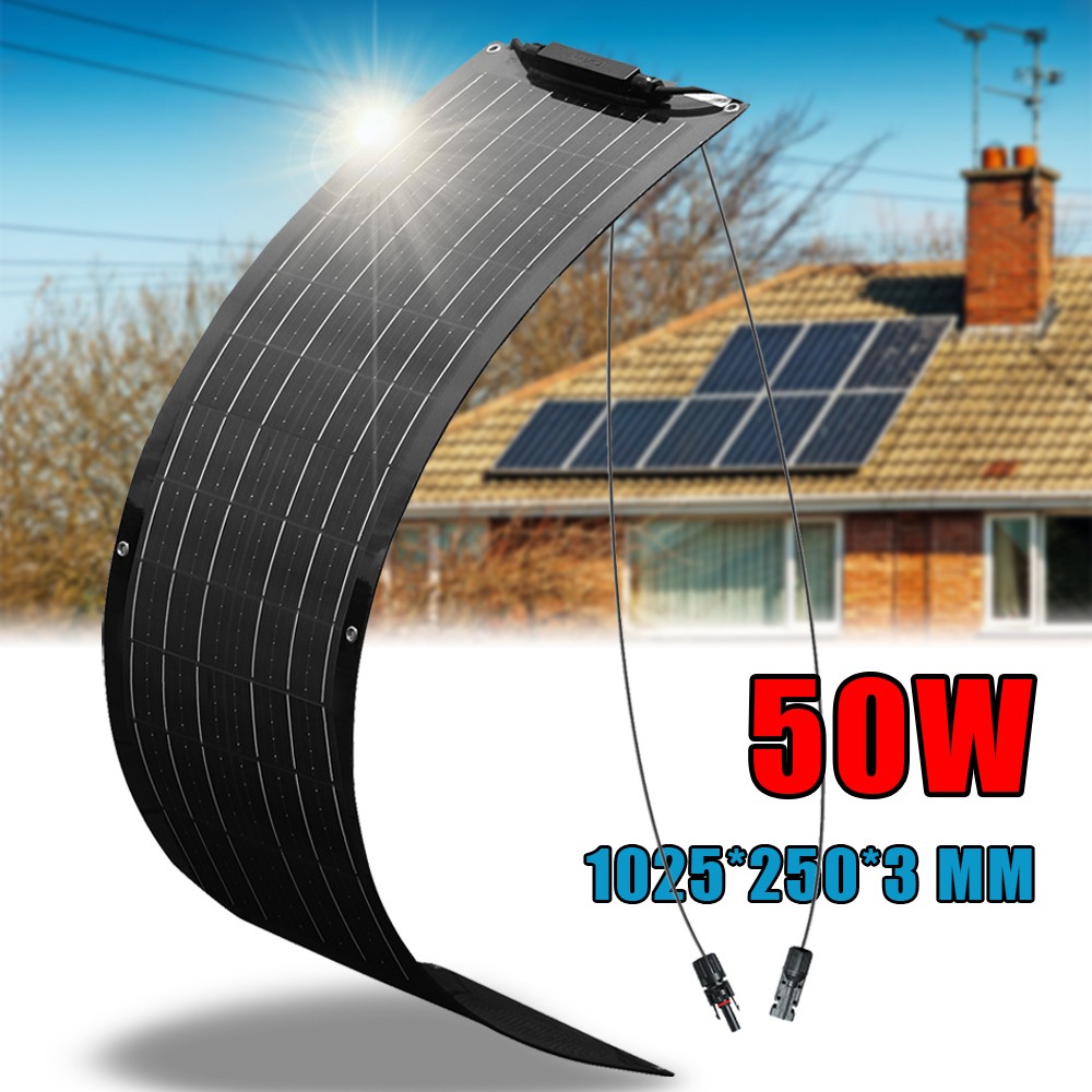 Flexible Solar Panel 50W RV Camping Off-Grid Rooftop Portable Battery Charge