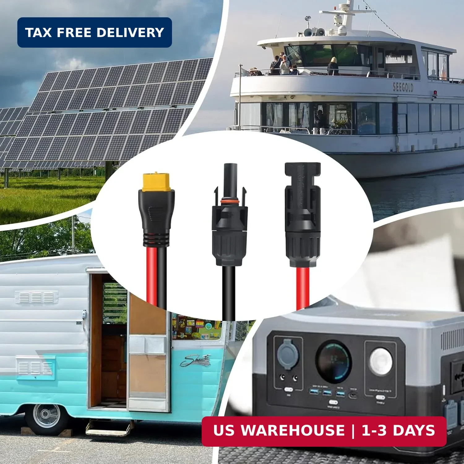 XT60 Connector, MC4 to XT60 Extension Charging Cable 2FT, Solar to XT60 Cable 10