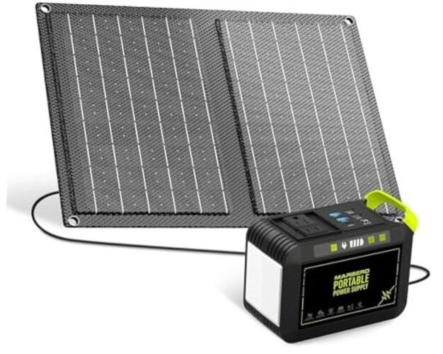 88.8Wh Solar Generator with 21W Solar Panel Included Portable Green Black