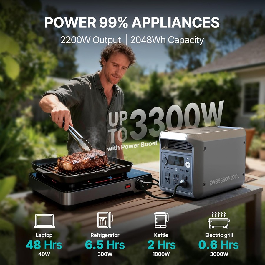 Dabbsson 2200W 2048Wh Portable Power Station 2pcs for Travelling Home Backup
