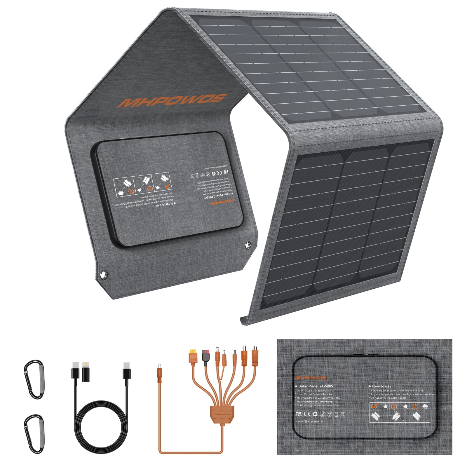 40W Foldable Solar Panel USB XT60 for ANKER SOLIX C300 Portable Power Station