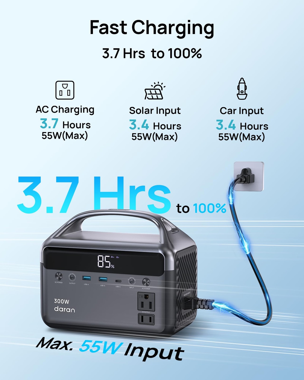 DaranEner Portable Power Station, 300W (Surge 600W) 192Wh Power Bank with 110…