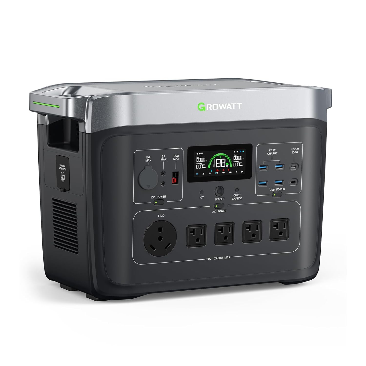2000 Pro Portable Power Station, 2048Wh Lifepo4 Battery, 2400W AC Output Electri