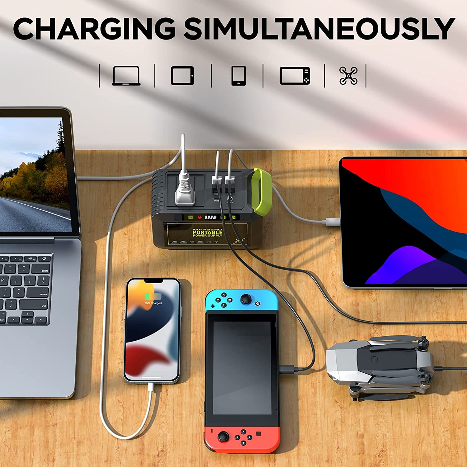 Portable Power Station 88Wh Camping Lithium Battery Solar Generator Fast Chargin