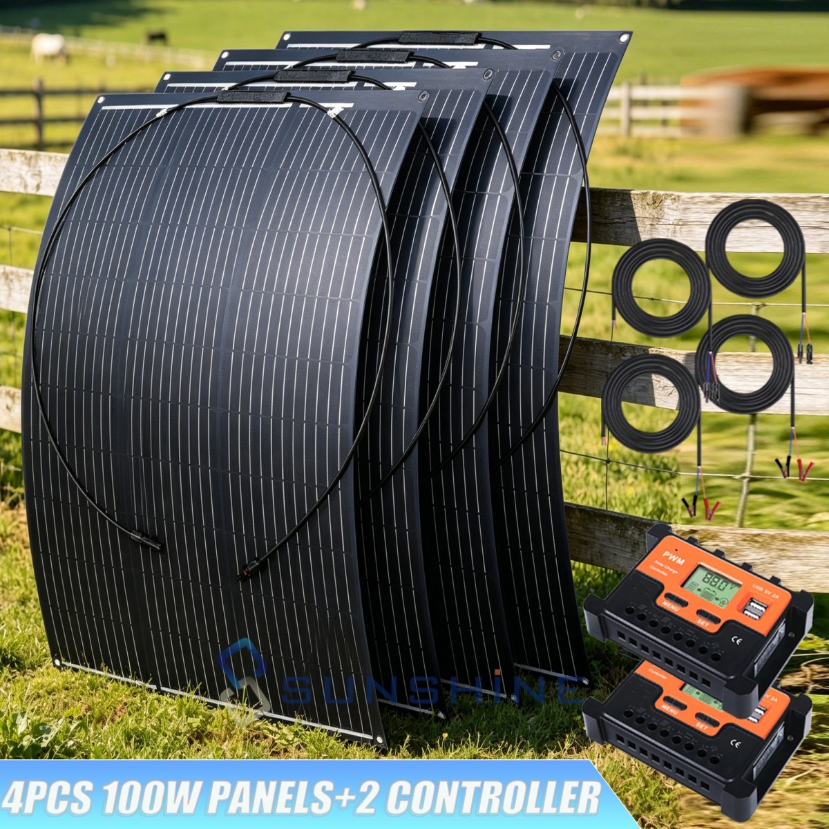 12V-24V 400W Mono Solar Panel N-Type 18BB Power RV Camping Home Boat Off Grid