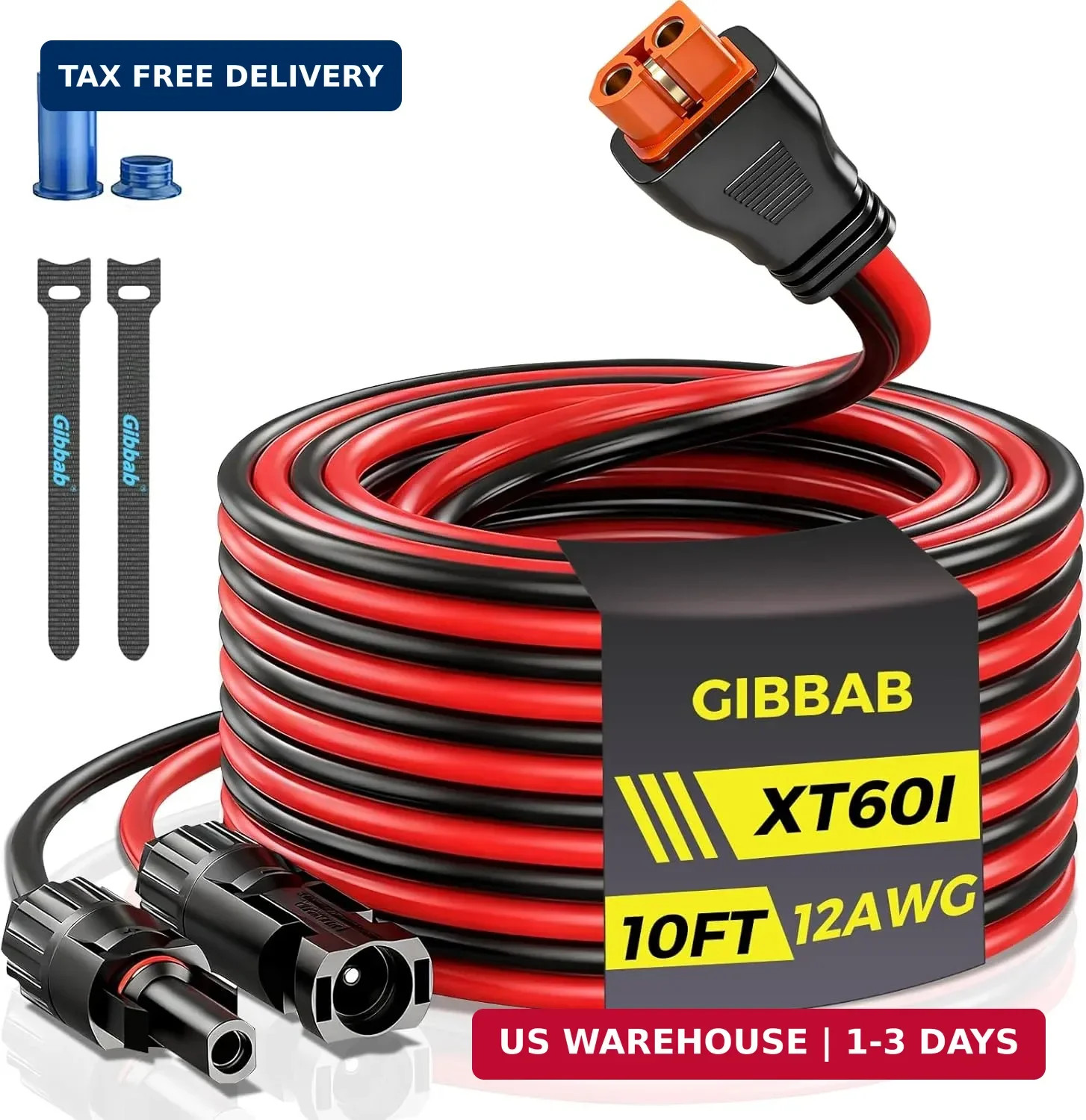 10FT 12AWG Solar to XT60i, Gibbab 3 6 10 16 20 25FT Solar Panel Connector to XT6