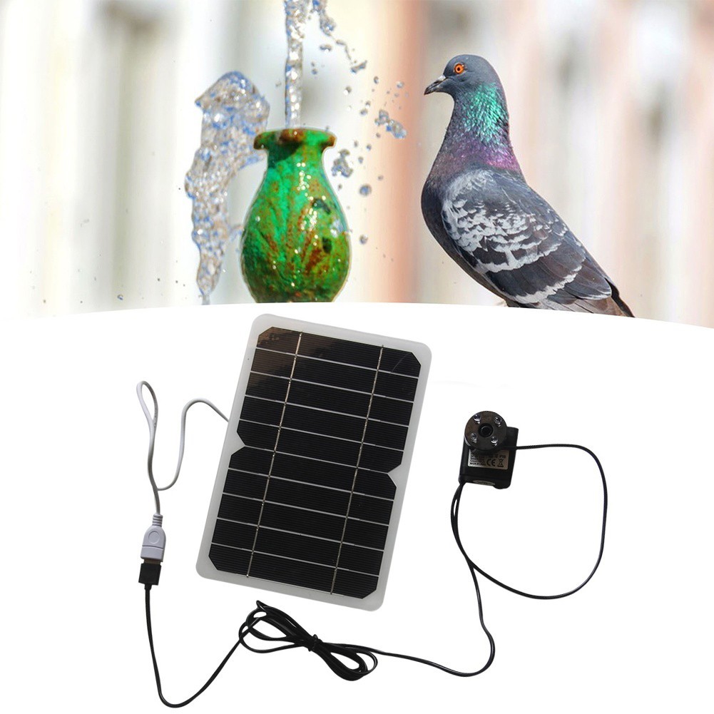 Solar Fountain Pump 5W for Garden Pond Bird Bath with USB Output Connector