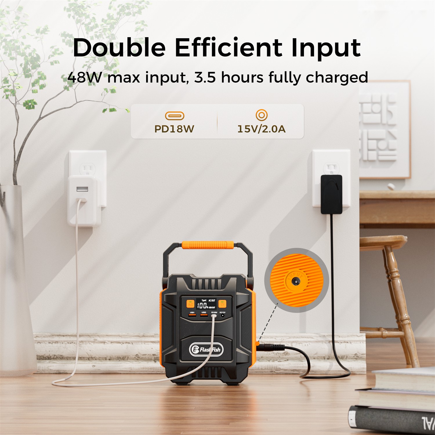 FlashFish A201 200W Portable Power Station 172.8Wh Solar Generator for Camping