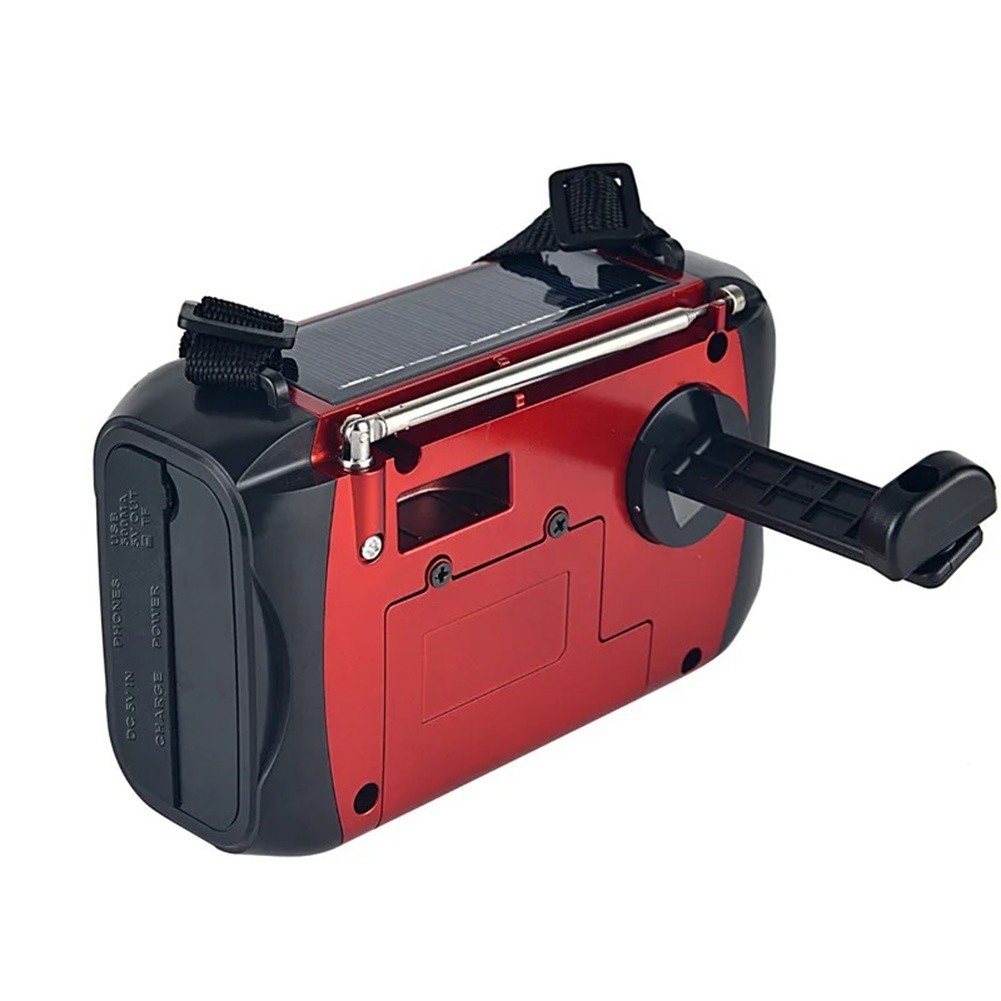 Hand Crank AM FM SW Radio with Solar Charging and Multiple Playback Options