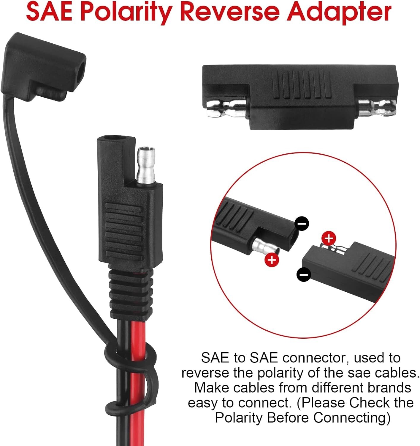 DC 8mm Female to SAE Connector Adapter 14AWG Cable Wire, Suitable for Solar P…
