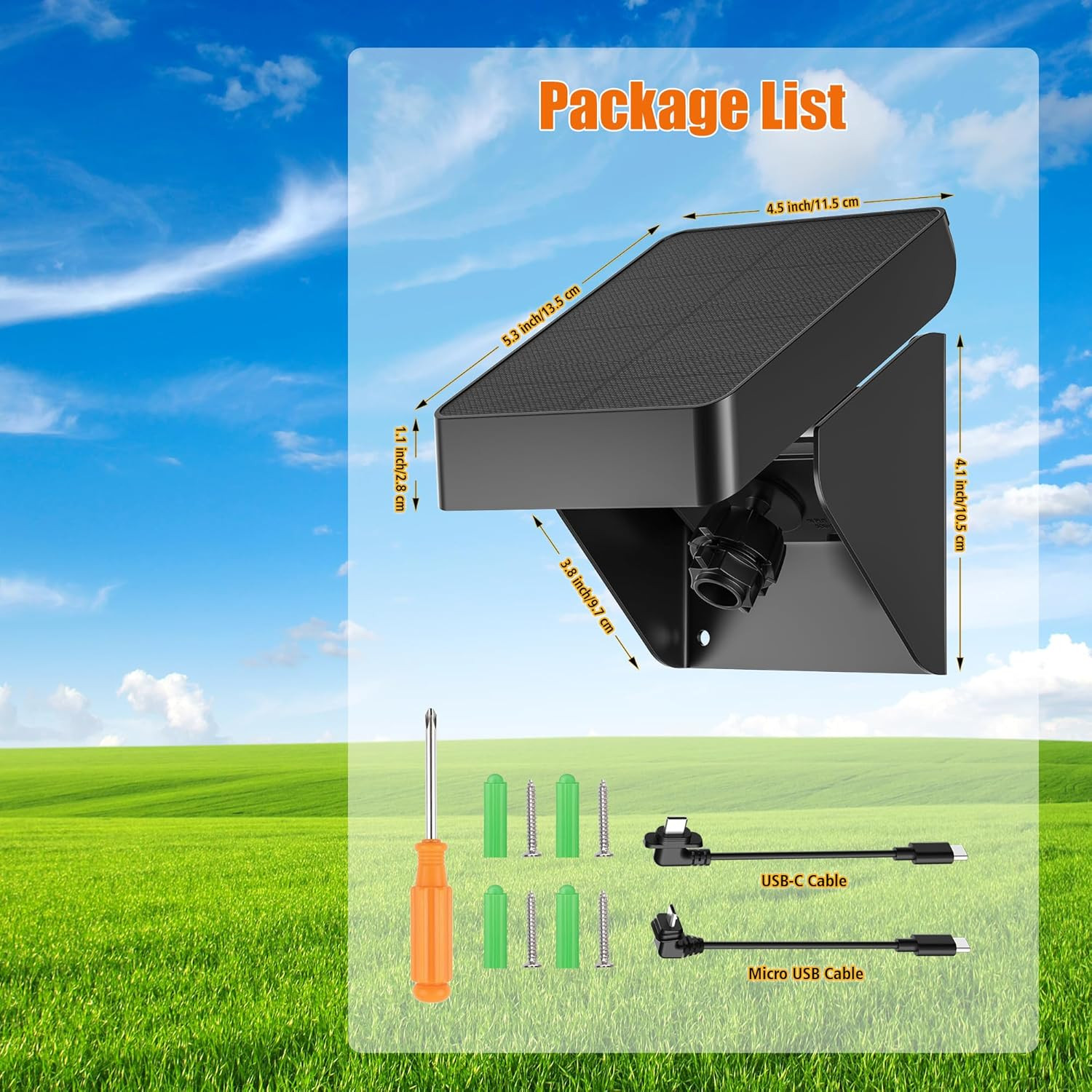 Solar Panel Charger for Blink Outdoor Cameras, Adjustable Angle, Waterproof