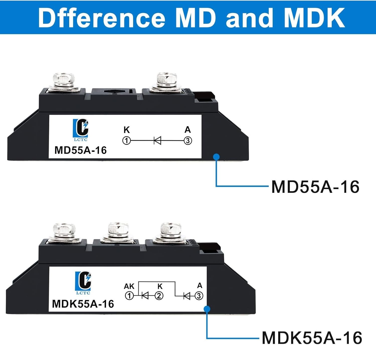 12V 1 Way Diodes MD 55A(50Amp)-16;To Prevent Backfeed;Use Voltage Range