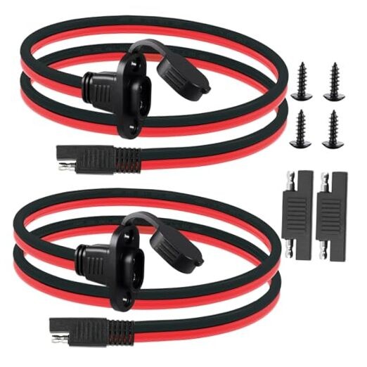 2 Pack 10AWG SAE Power Socket Sidewall Port to SAE Connecters Extension Cable