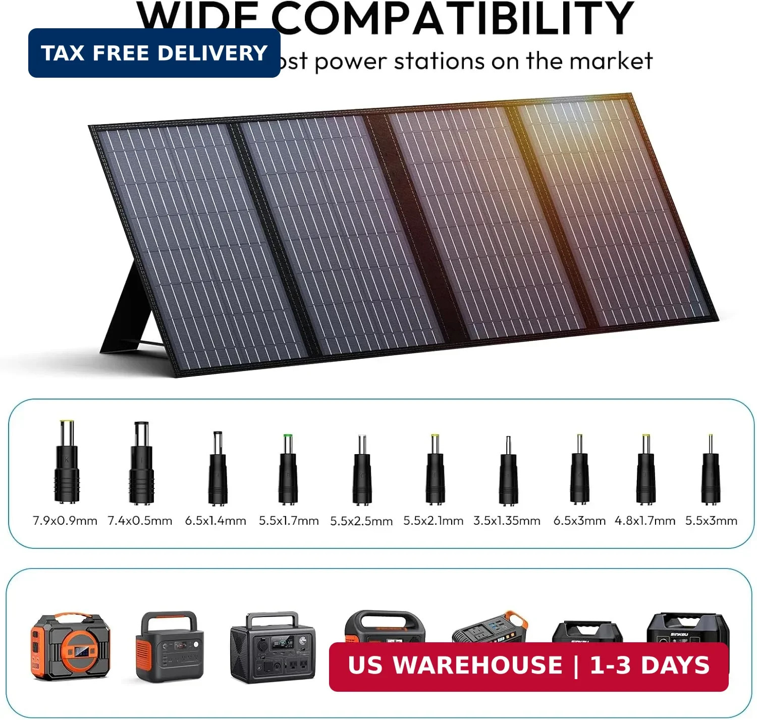 Portable Solar Panel, 60W Foldable Solar Panel Charger for Portable Generator Po