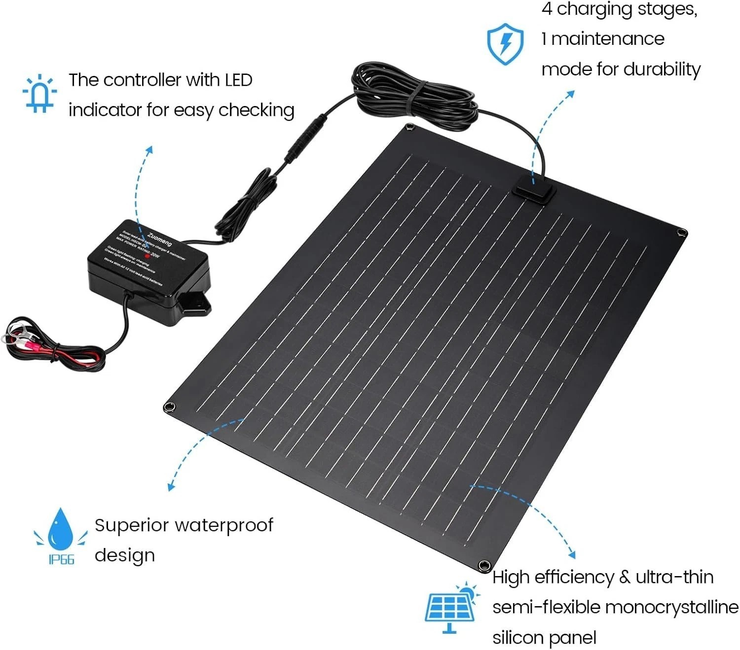 Solar Battery Charger Maintainer, 20W Solar Panel Kit for Dump Trailer Built….
