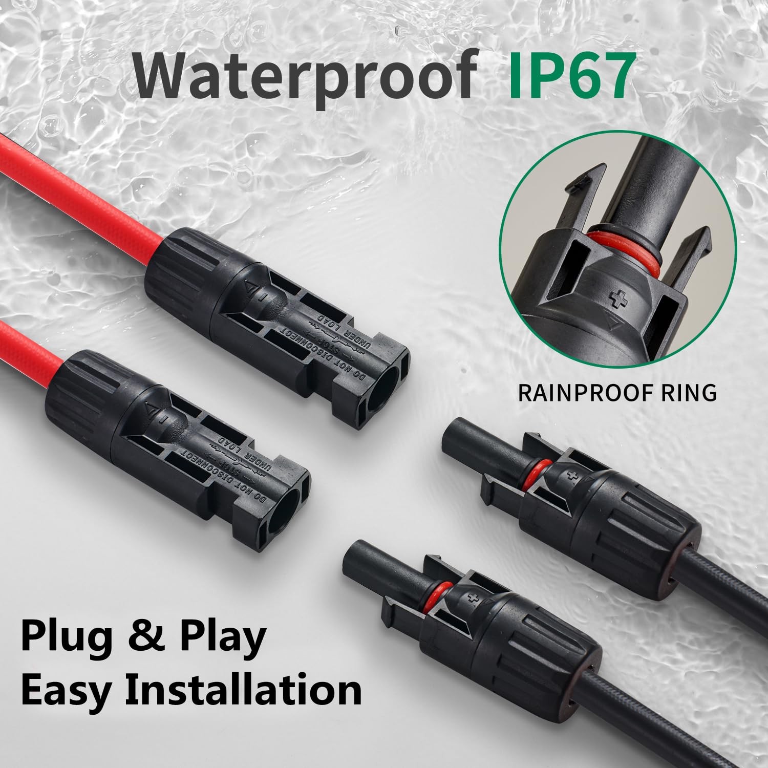 Solar Connectors Y Branch Parallel Adapter 10AWG Cable for Solar Panel (Red &…