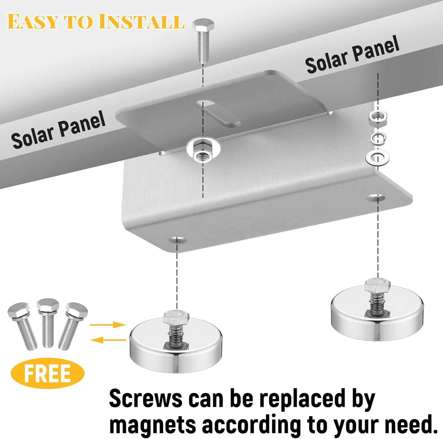 1200 Lbs No Drill Magnetic Solar Panel Mount Bracket Solar Panel Mounting Z Brac