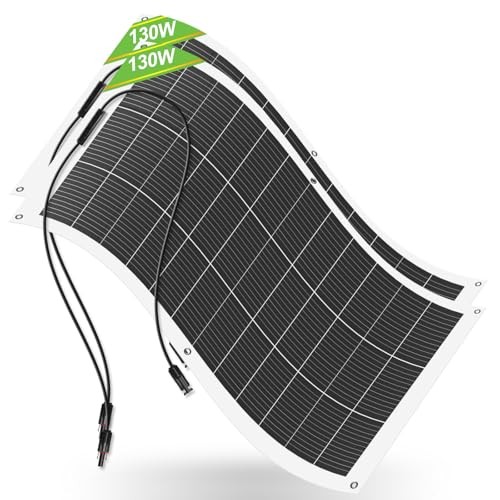 2pcs 130 Watt (260W) 12BB Flexible Solar Panels,23.5% High-Efficiency 2*130W