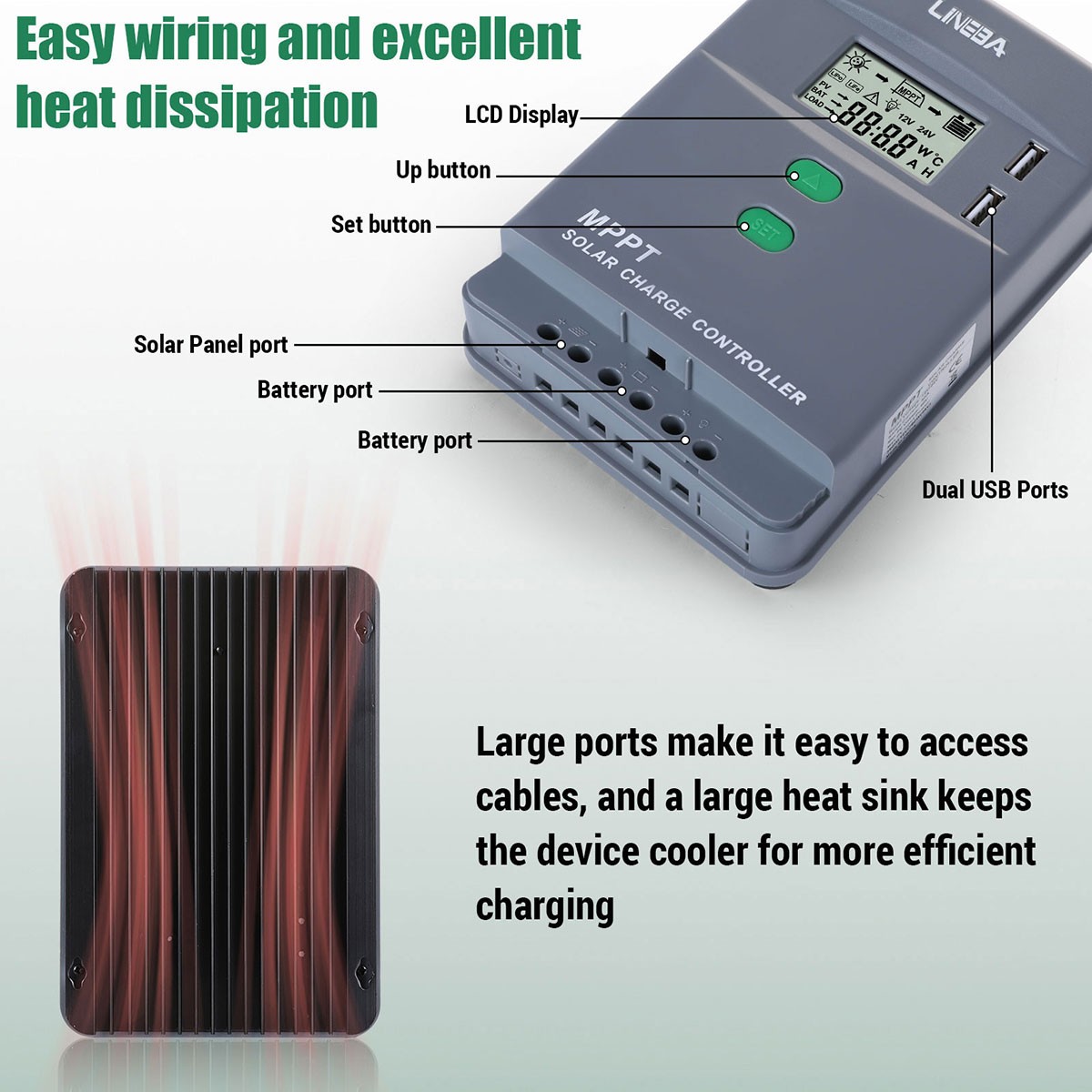 12/24V 10-100A MPPT PWM Solar Panel Regulator Battery Charge Controller Inverter