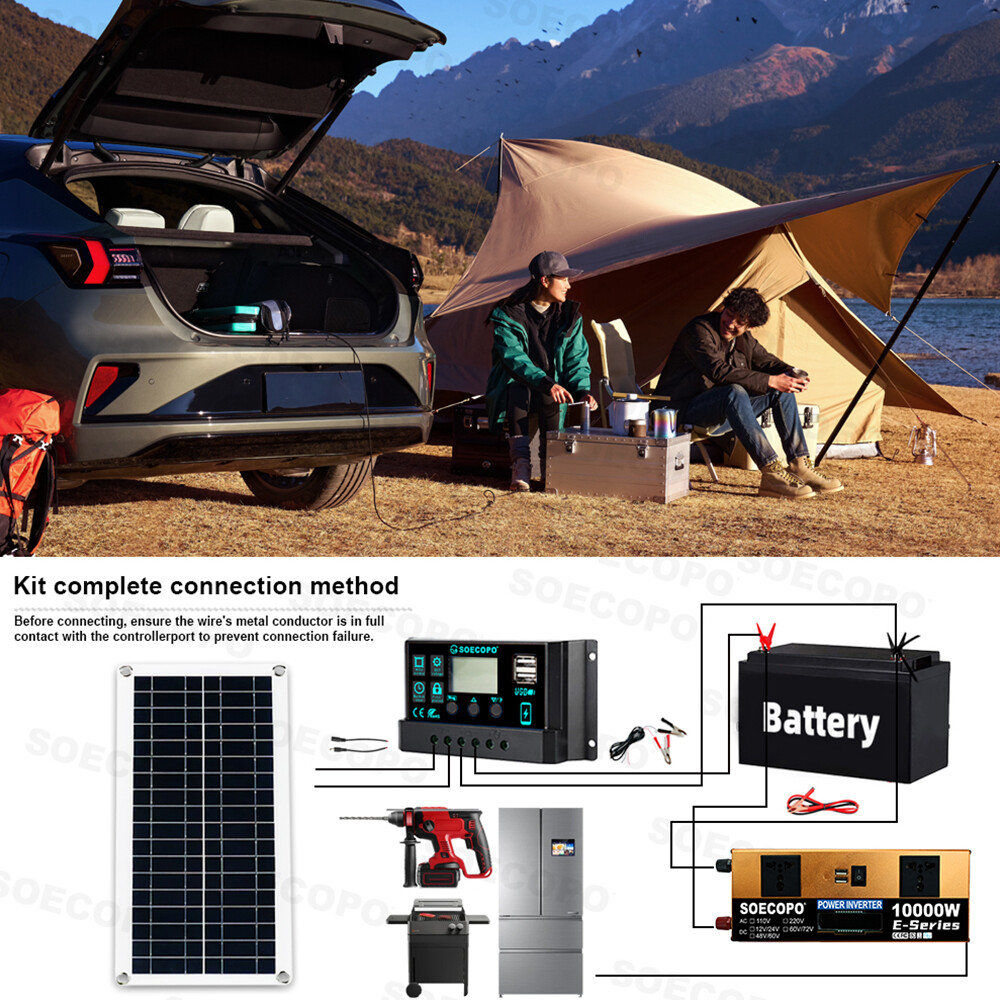 10000W Power Inverter Solar Generator With 200W Solar Panel Home Complete Set
