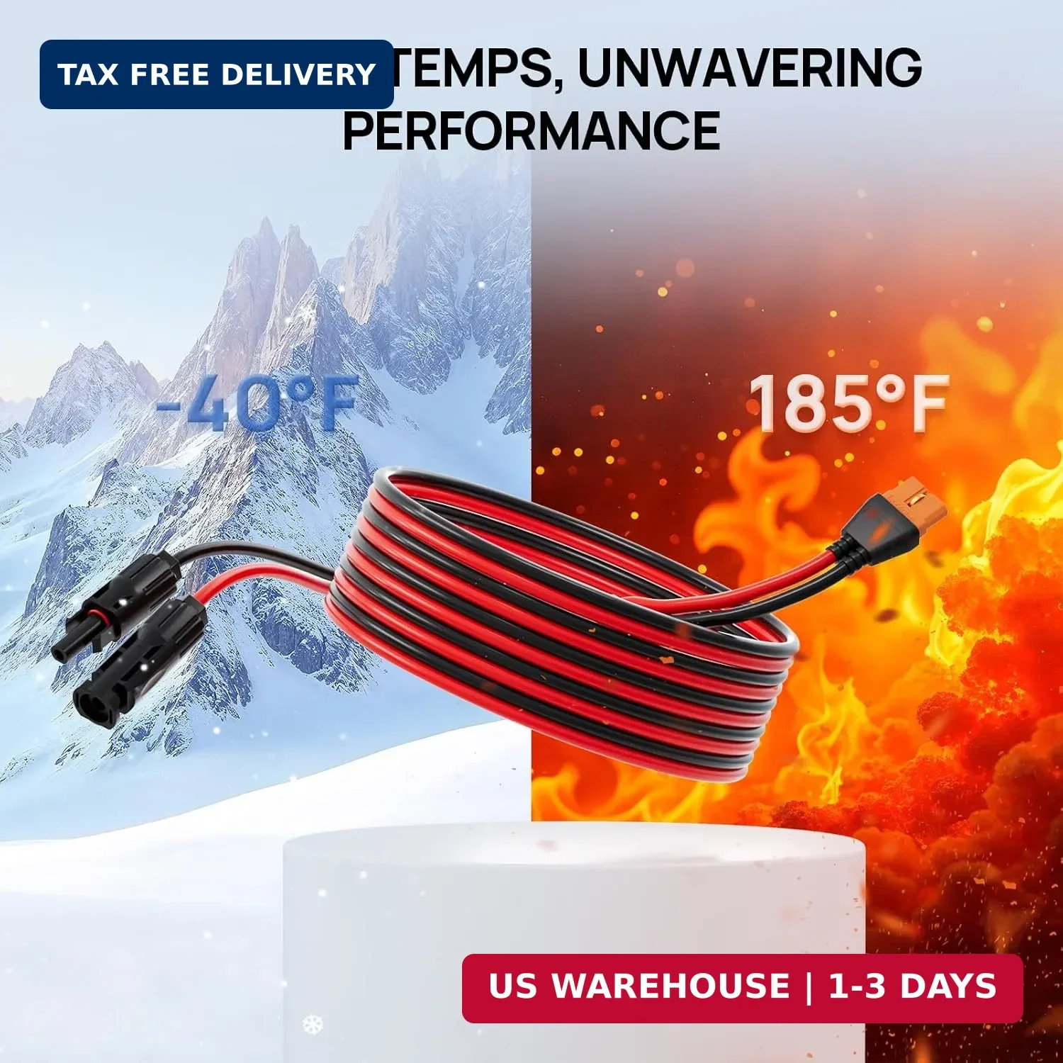 ECO-WORTHY Solar to XT60i Cable 12AWG 10FT Extension Cable Solar Connector to XT