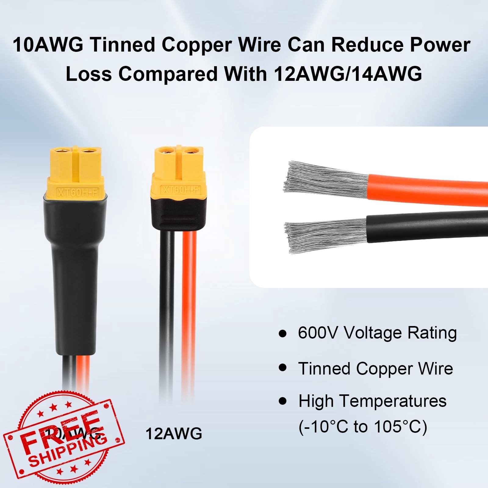 XRDS-RF 75FT 10AWG Solar to XT60 Cable
