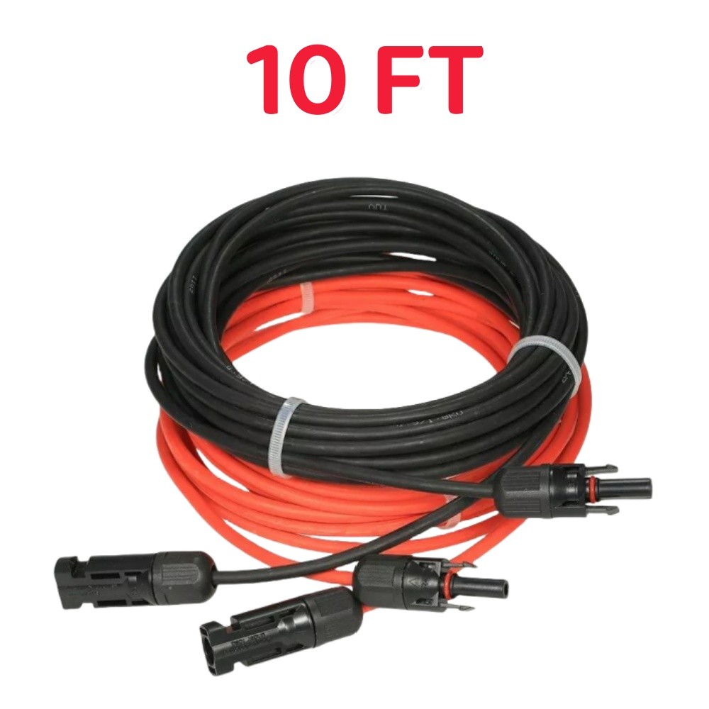 10 AWG Black Red Solar Panel Extension Cable Silicone Flexible Wire Connectors