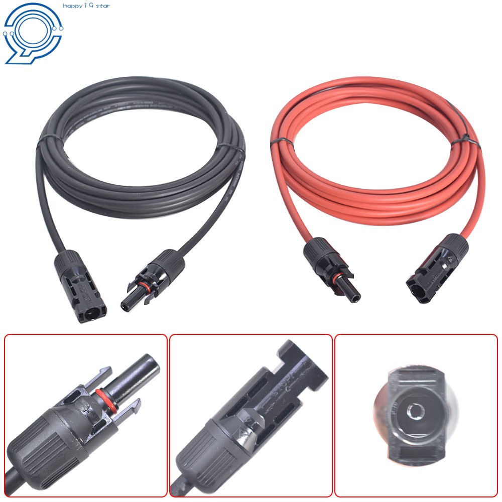 1 Pair 15 FT Black+Red 12AWG Labwork Solar Panel Extension Cable Wire Connector
