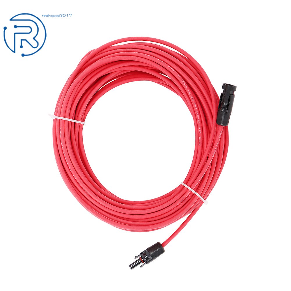 12AWG 20M 4mm² Black+Red Solar Panel Extension Cable Wire+Connector New