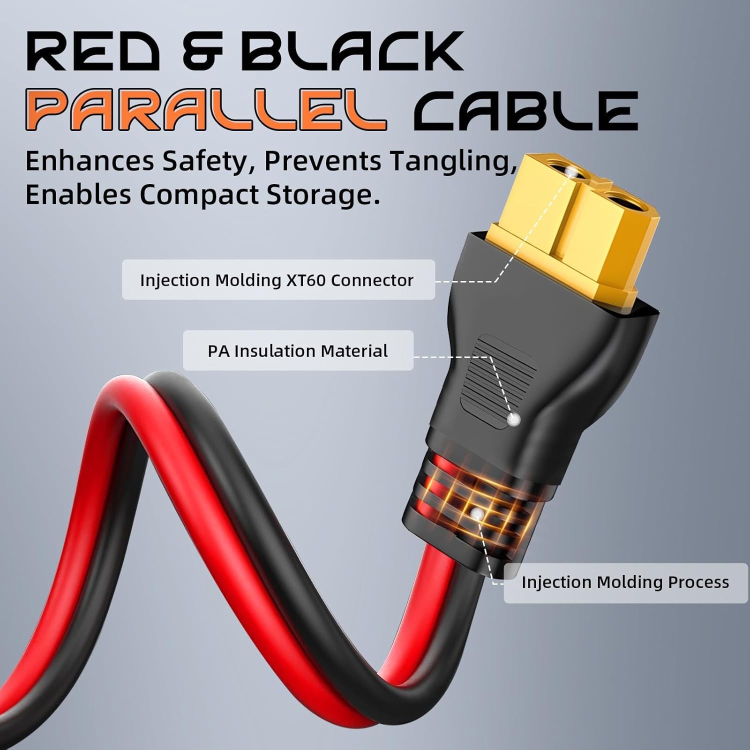 10AWG 10FT XT60 Solar Charging Cable, Solar Panel Connector to XT60 Extension Ch