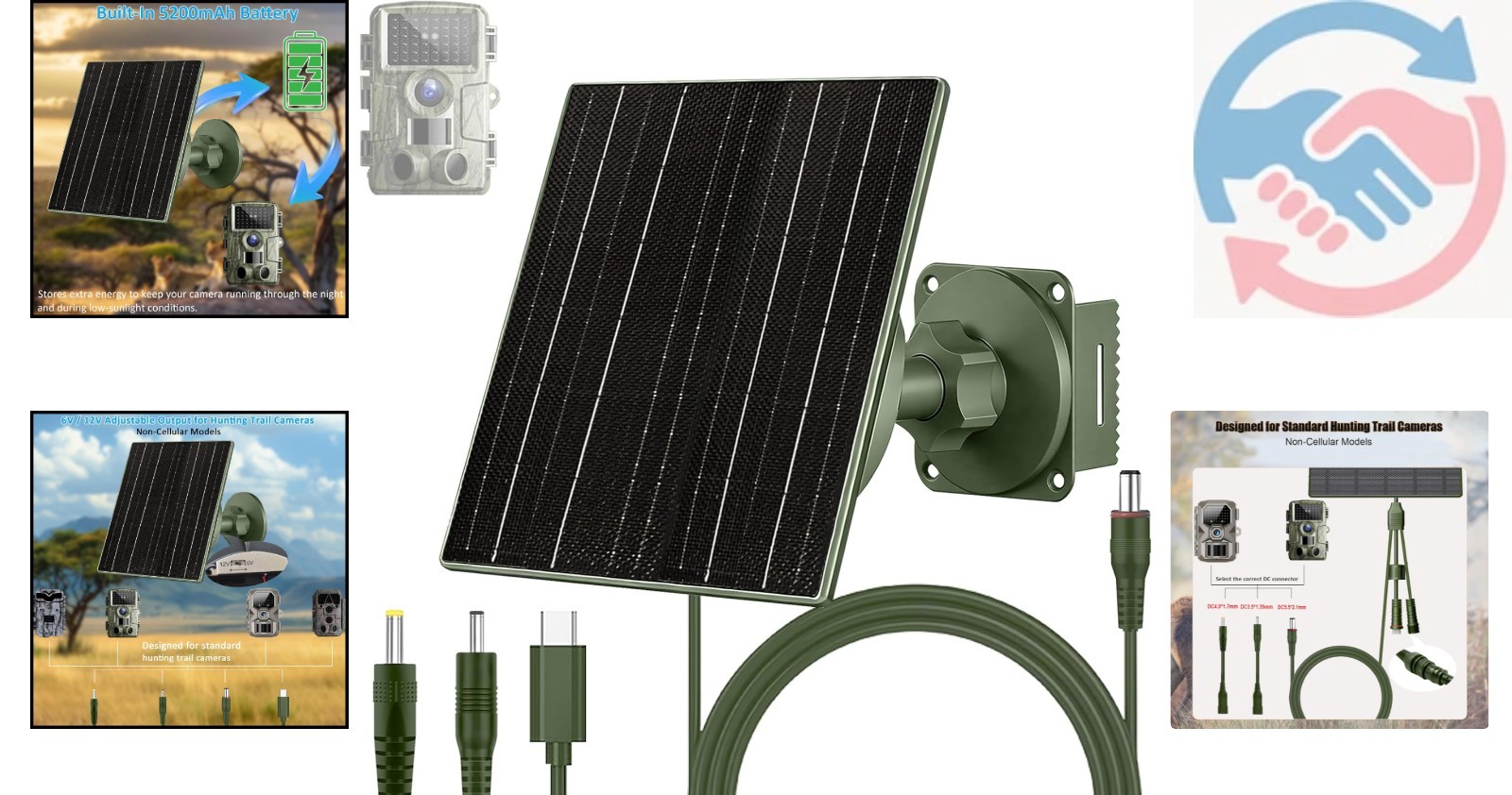 5W Solar Panel with 5200mAh Battery for Trail Cameras – Waterproof