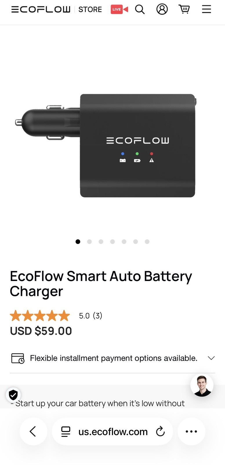 EcoFlow Smart Auto Battery Charger Portable Cars & Devices, Brand New, Sealed