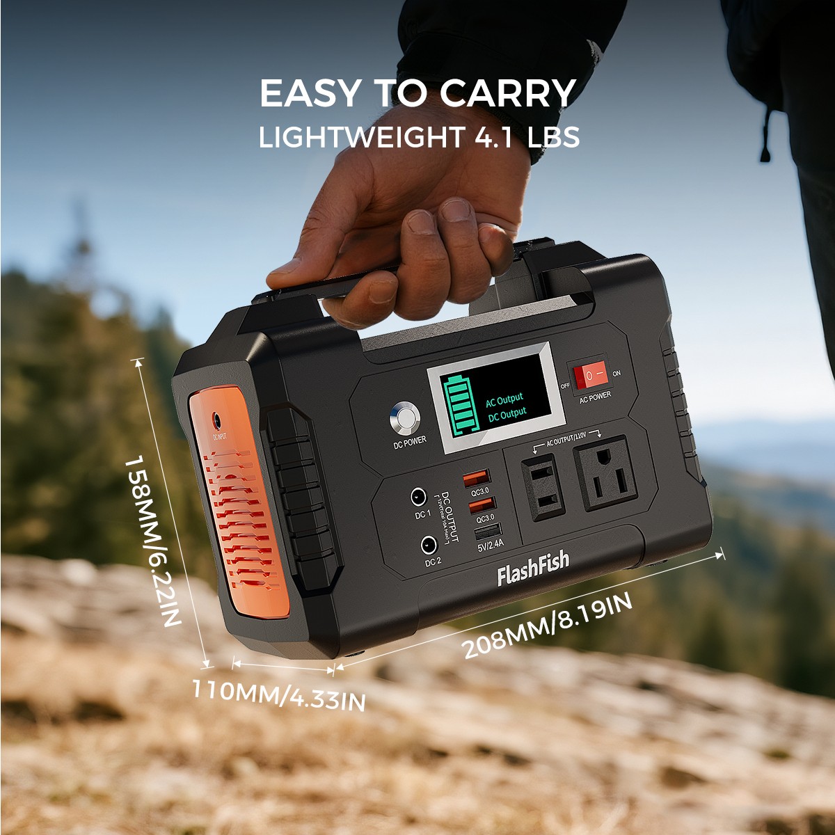 Flashfish E200 Portable Power Station Li-ion 200W 151Wh With Solar Panel 60W 18V