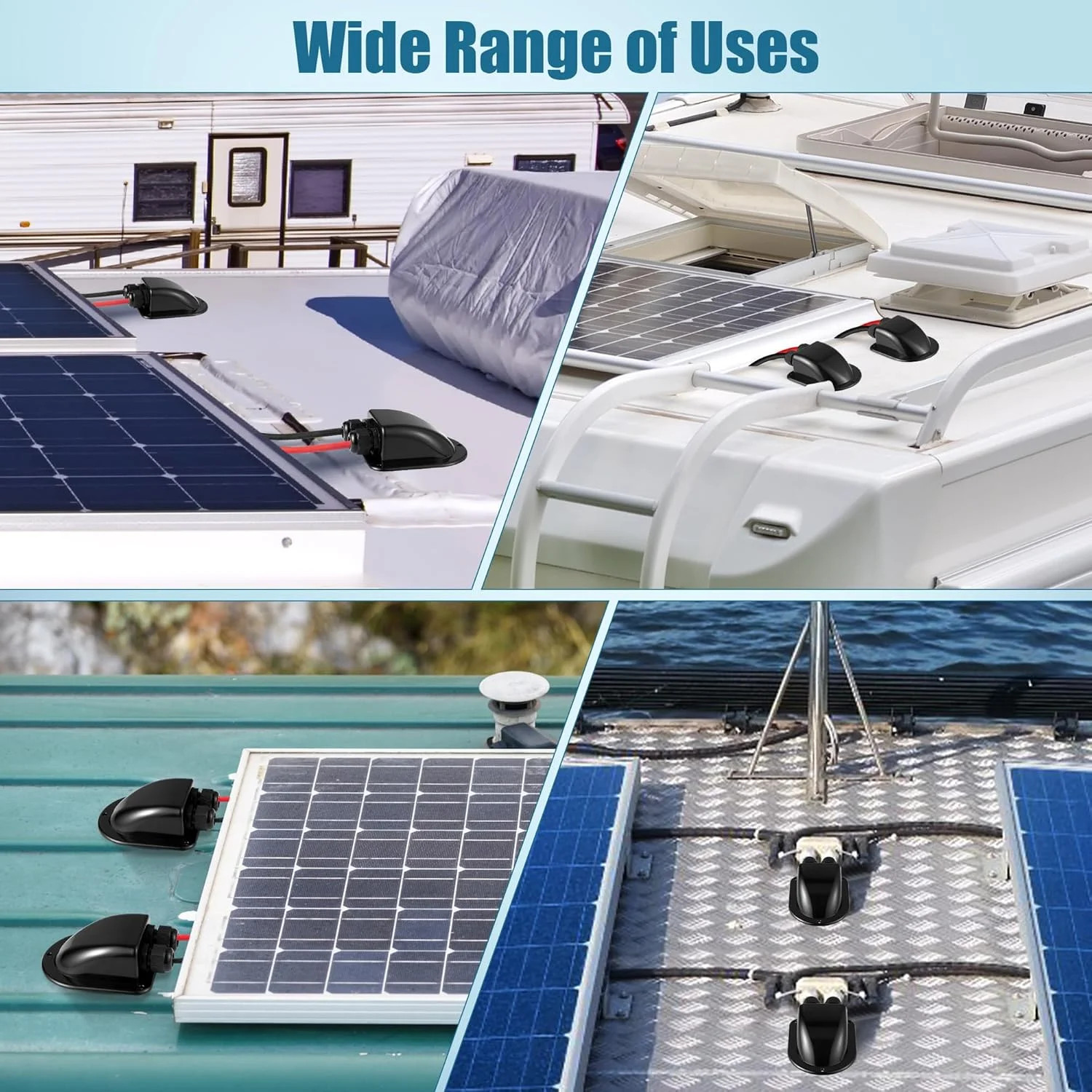 Enhon 2 Pack Solar Cable Entry Gland, Weather Resistant Solar Gland, Dual Cable
