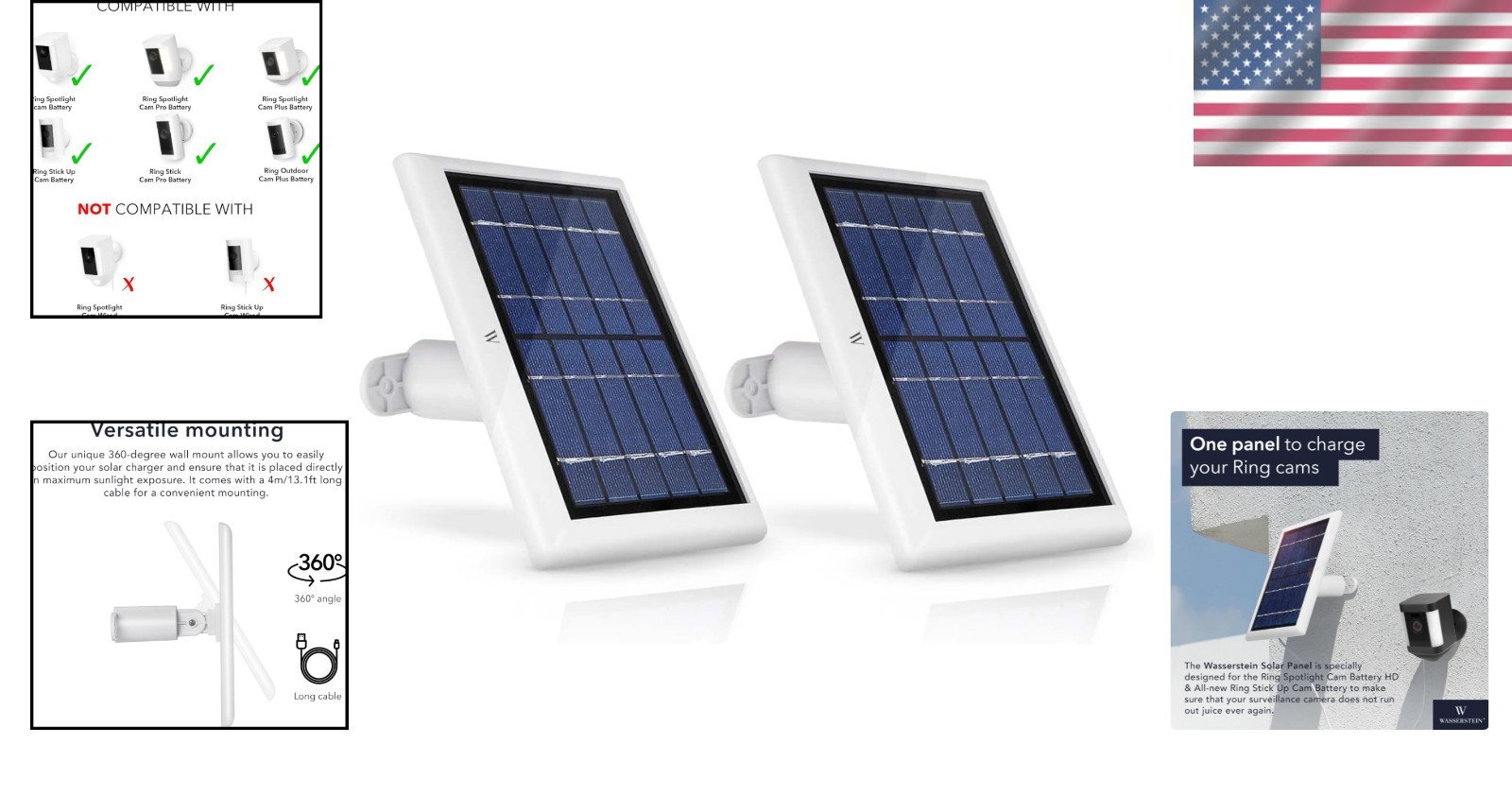 Ring Solar Panel Charger for Spotlight Cam – 2 Pack