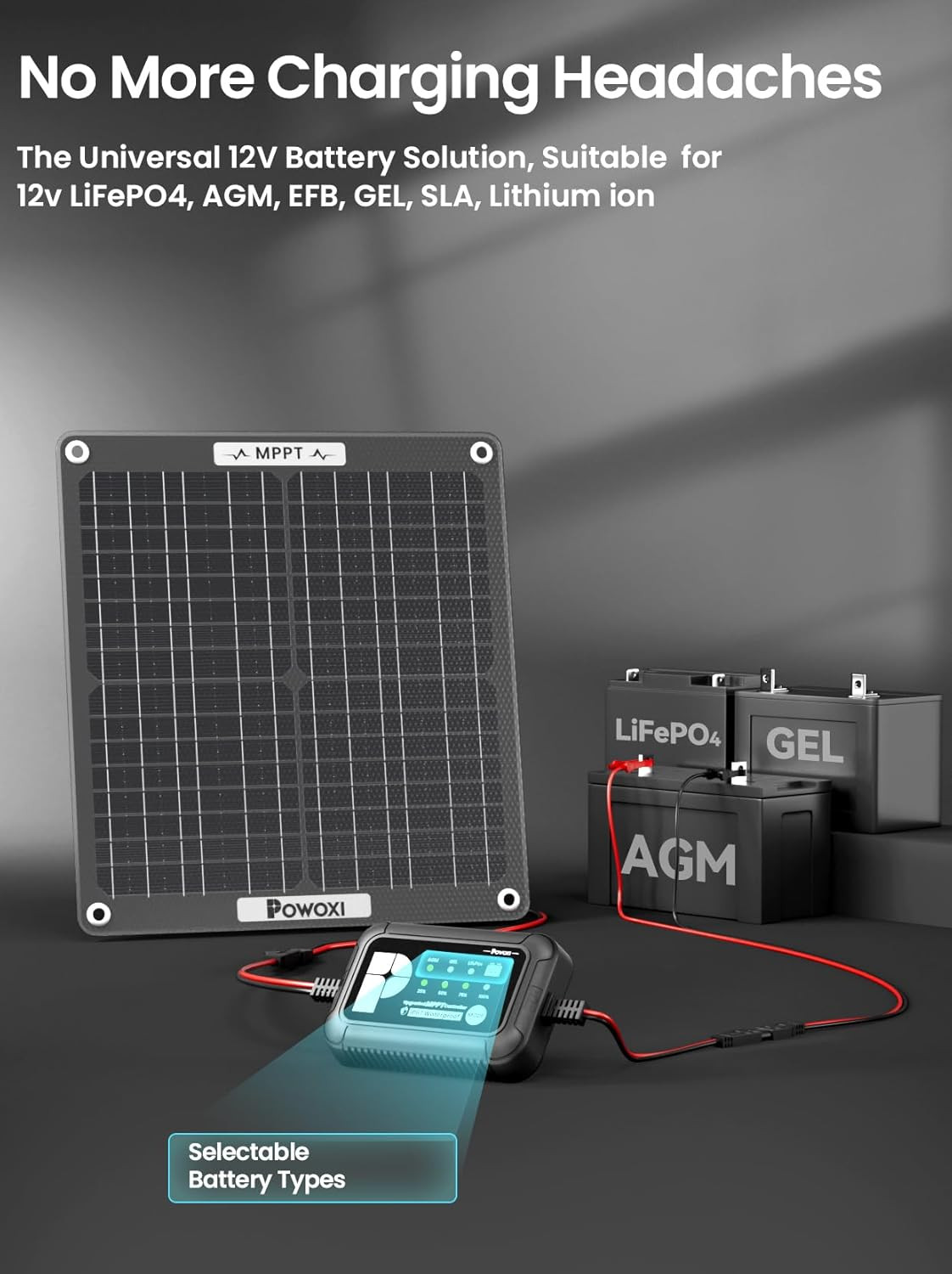 30W Solar Battery Charger: 12V Solar Car Battery Trickle Maintainer – with MPPT