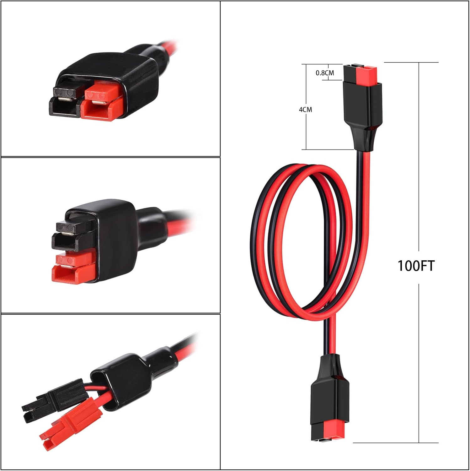 12AWG Anderson Extension Cable 100FT for Portable Power Station Solar Generator
