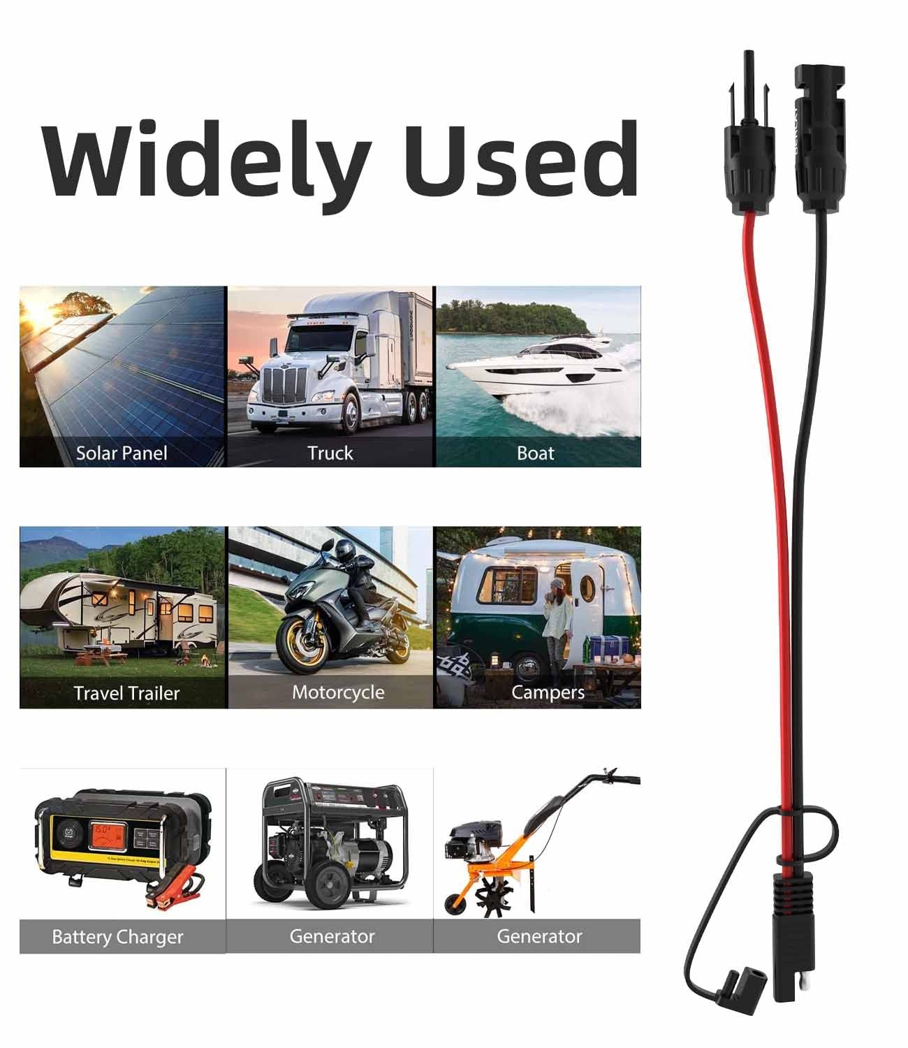 10AWG SAE Extension Cable Waterproof Dustproof 30cm 2 Polarity Reverse Adapters