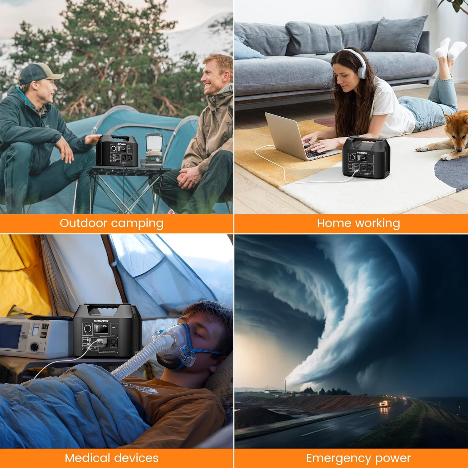 Sinkeu Portable Power Station 80000Mah,256Wh Lifepo4 Battery Backup,300W AC Outl