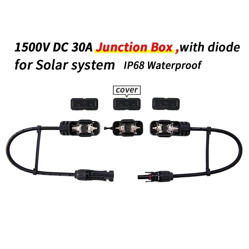 Connector Plug Junction Box Kit Diode Protected Cable PV Mount For Solar Panel