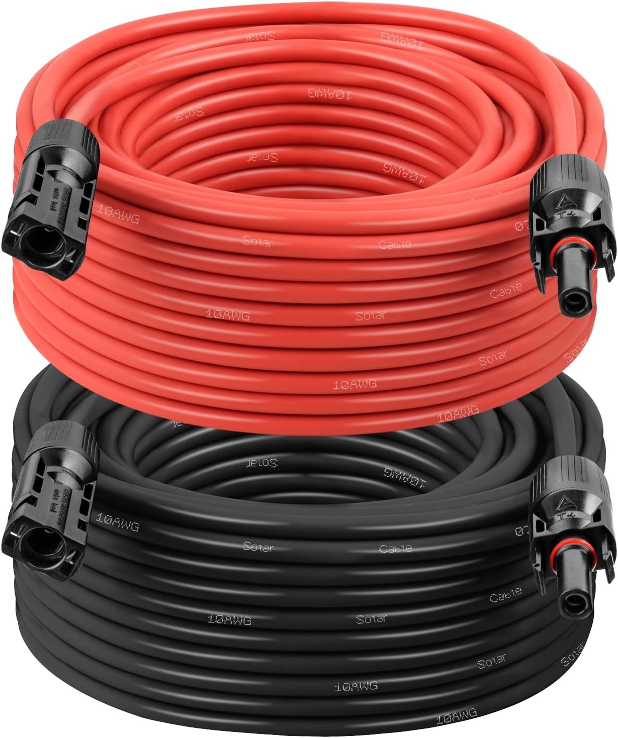 10AWG Solar Extension Cable 75FT – 2 Pack Red & Black PV Wire with Solar Conne
