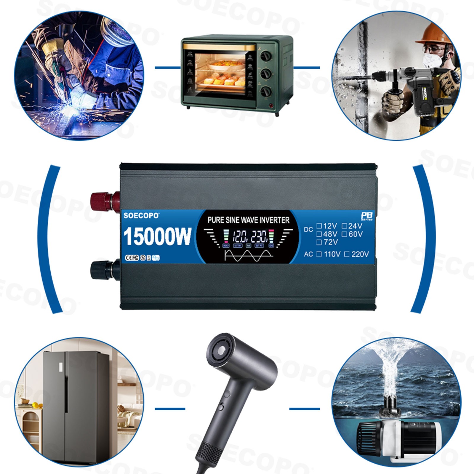 15000W Solar System Kit Flexible Panel 12V To 110V 220V for Camp Home Charger